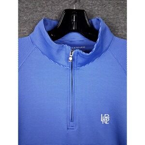 Holderness Bourne Mens Jacket S Blue Stripe 1/4 Zip Performance Knit Taylored